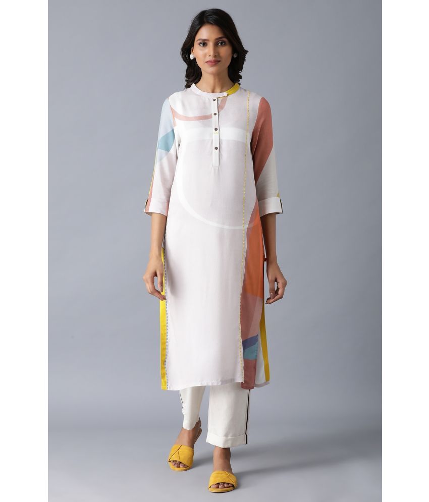     			W Viscose Printed Flared Women's Kurti - Beige ( Pack of 1 )