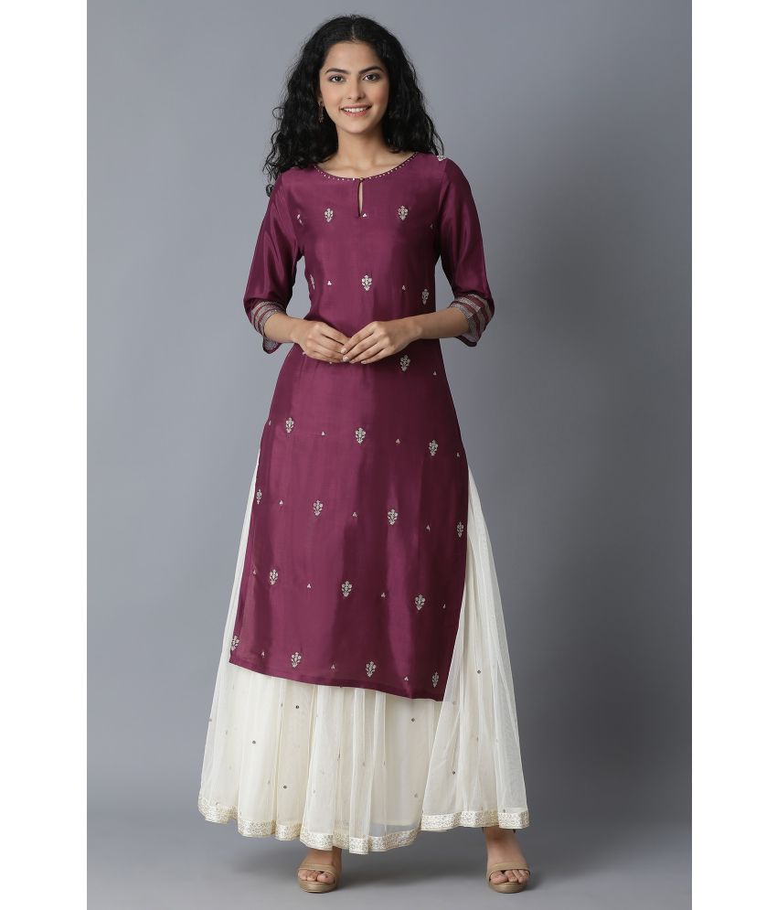     			W Viscose Solid Straight Women's Kurti - Purple ( Pack of 1 )