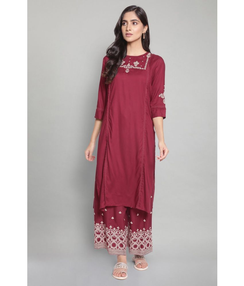     			W Viscose Solid Straight Women's Kurti - Red ( Pack of 1 )