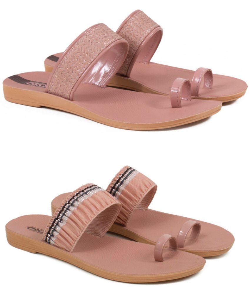     			ASIAN Peach Women's Leather Slipper