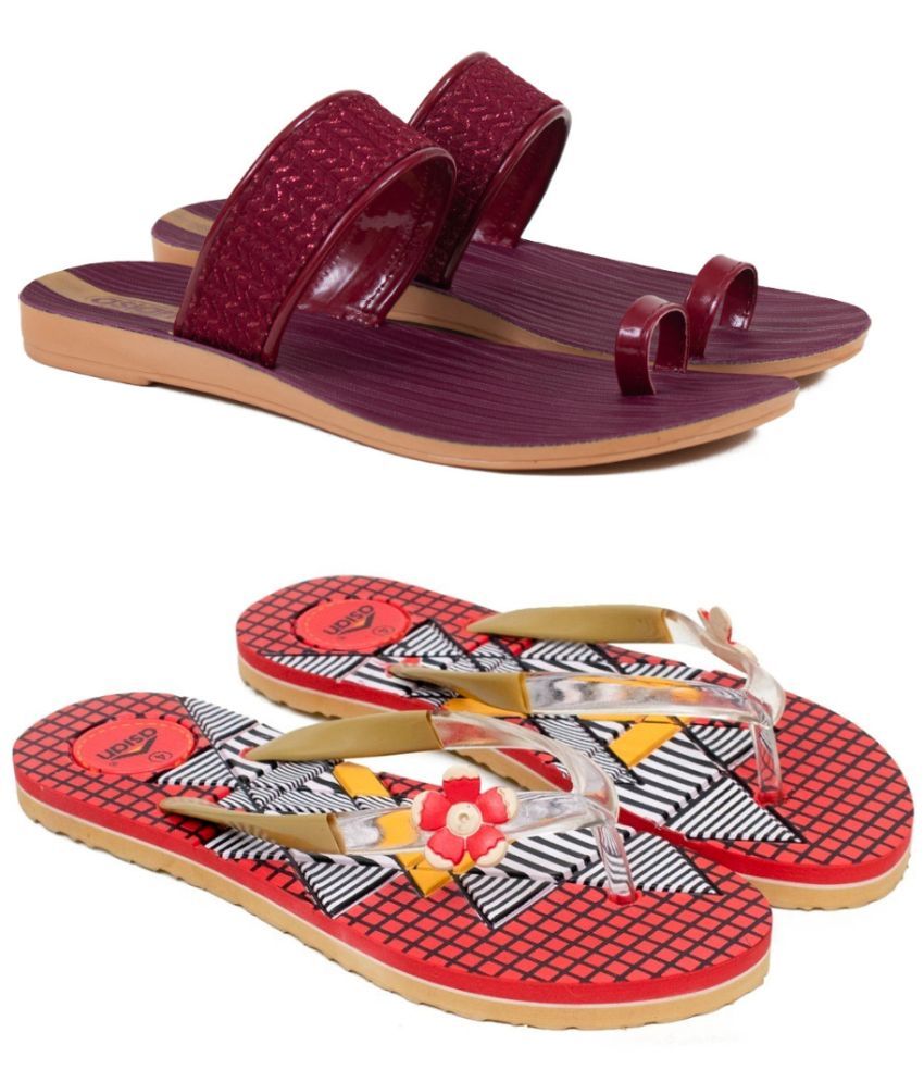     			ASIAN Red Women's Daily Slipper