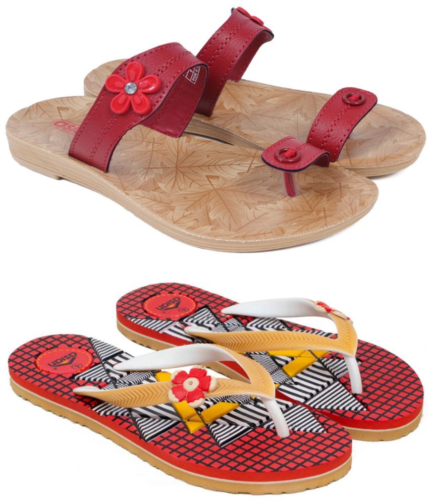     			ASIAN Red Women's Flip Flop