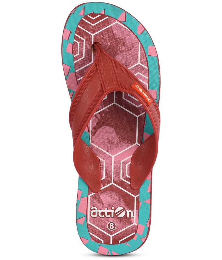     			Action Maroon Men's Thong Flip Flop