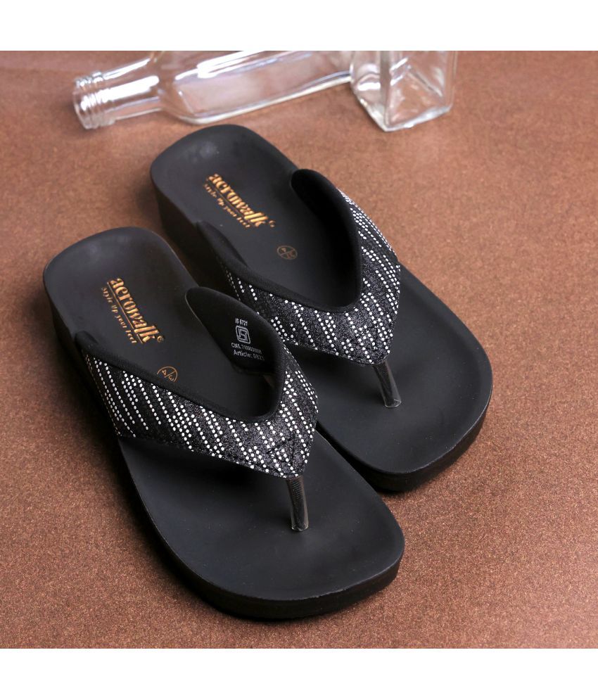     			Aerowalk Black Women's Leather Slipper