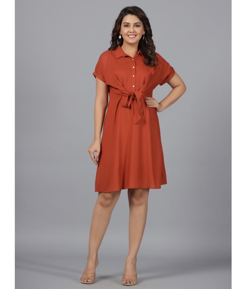     			Juniper Rayon Solid Knee Length Women's Shift Dress - Rust ( Pack of 1 )
