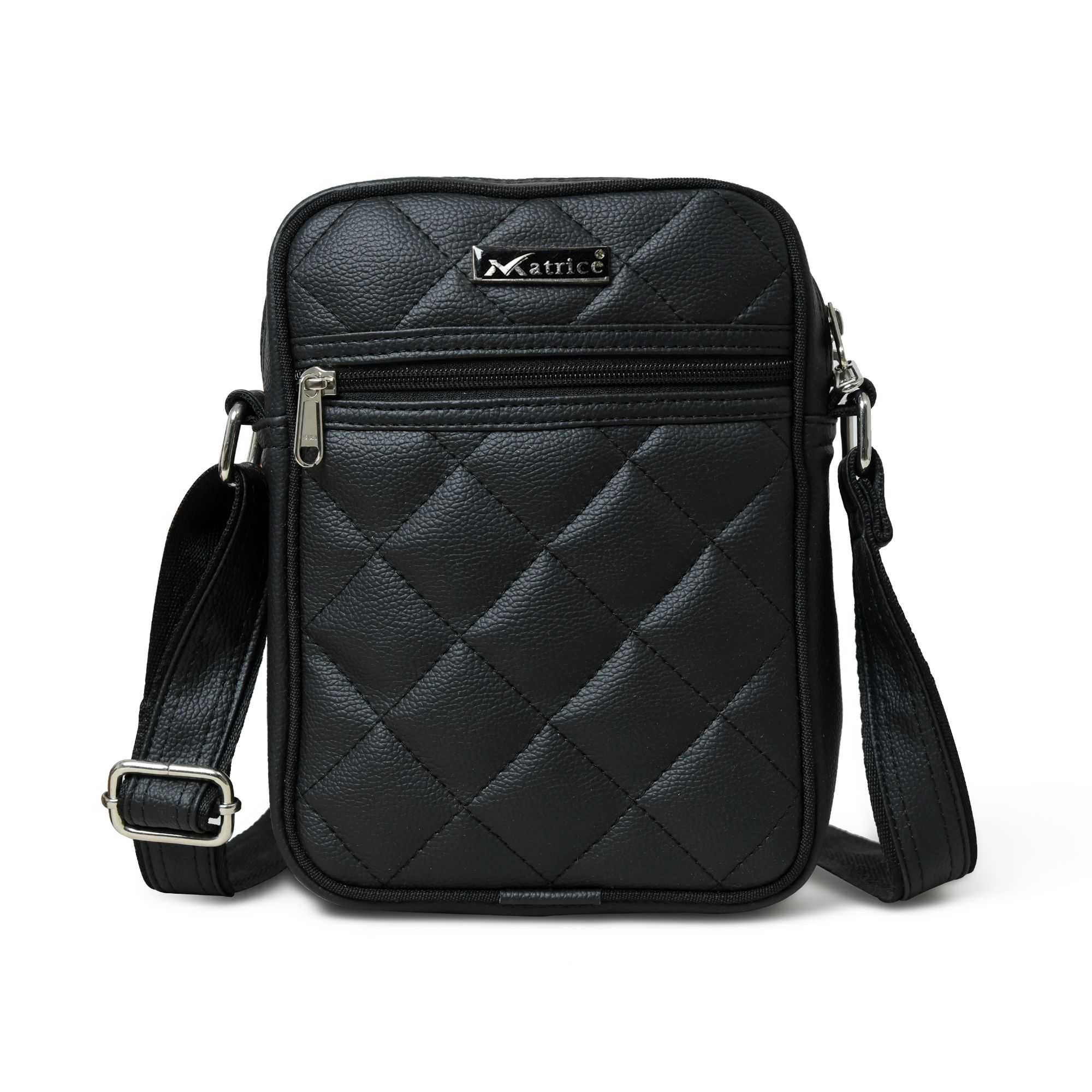     			MATRICE Black PU Shoulder Bag