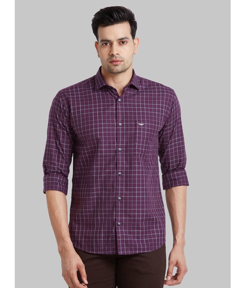     			Park Avenue 100% Cotton Slim Fit Checks Full Sleeves Men's Casual Shirt - Purple ( Pack of 1 )