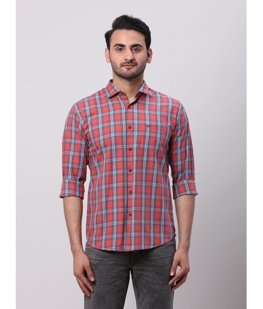     			Park Avenue 100% Cotton Slim Fit Checks Full Sleeves Men's Casual Shirt - Red ( Pack of 1 )