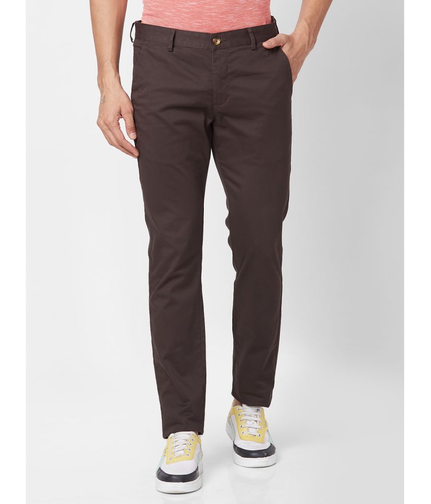     			Park Avenue Slim Flat Men's Chinos - Brown ( Pack of 1 )