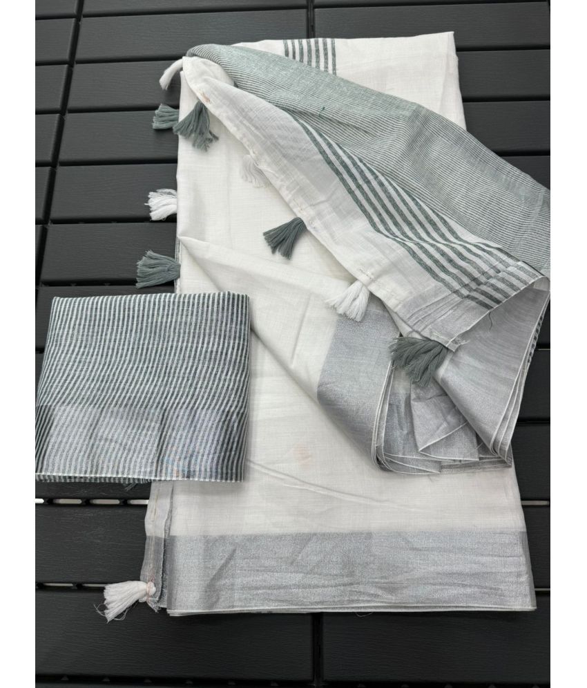     			A TO Z CART Silk Blend Solid Saree With Blouse Piece - Grey ( Pack of 1 )