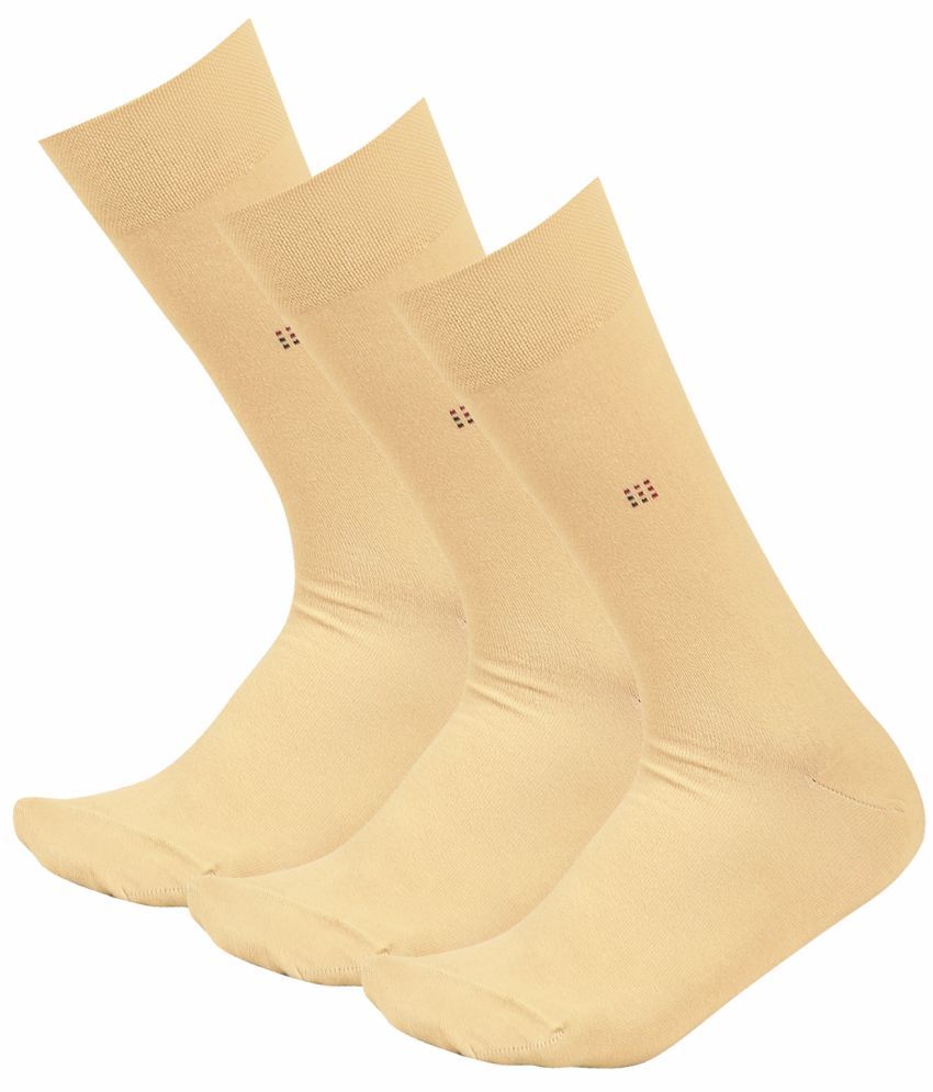     			Bodycare Cotton Blend Men's Solid Beige Mid Length Socks ( Pack of 3 )