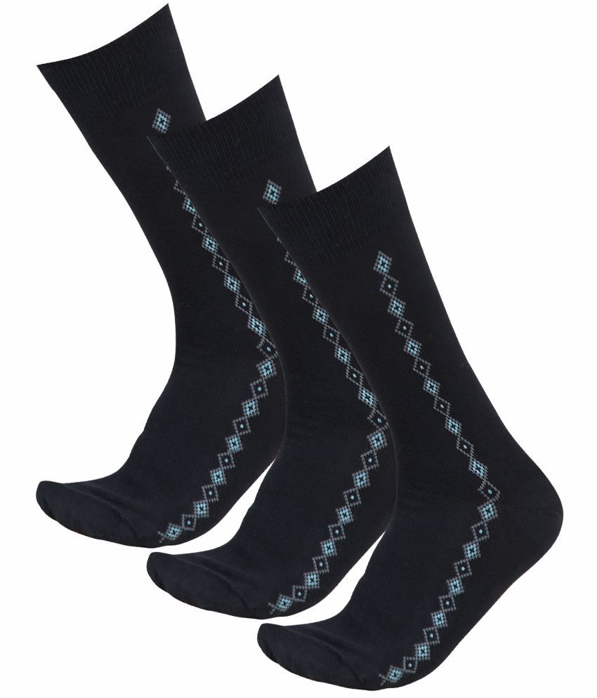     			Bodycare Cotton Blend Men's Printed Blue Mid Length Socks ( Pack of 3 )