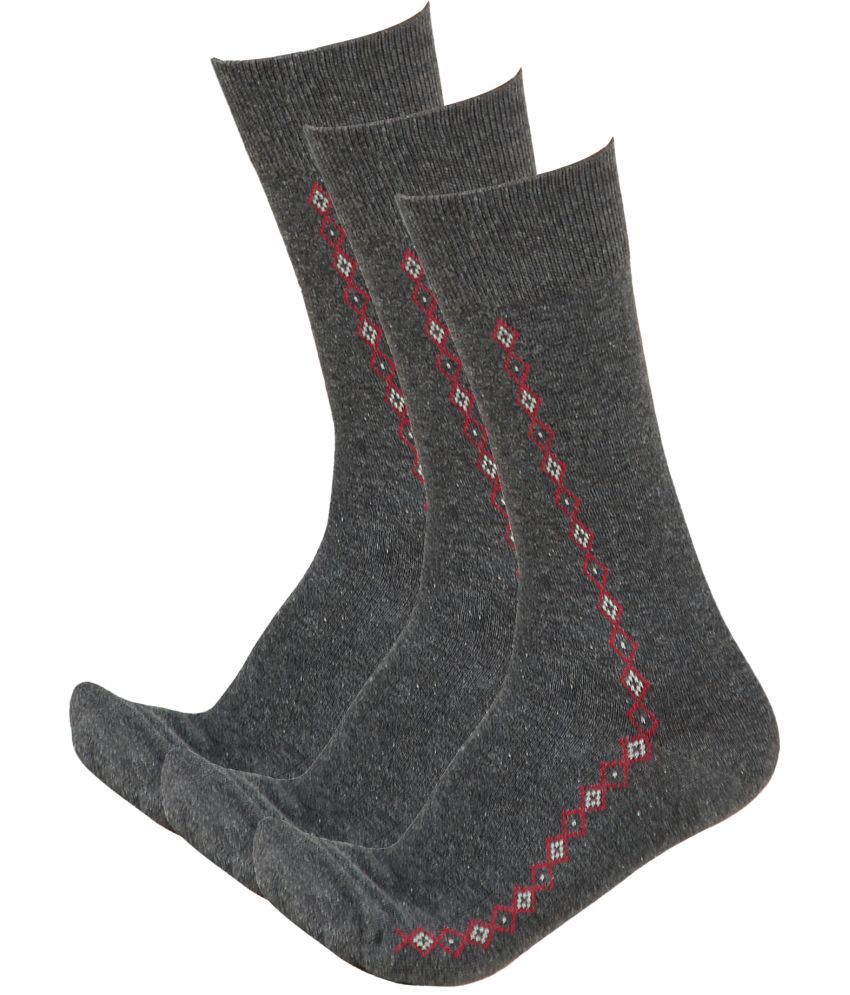     			Bodycare Cotton Blend Men's Printed Grey Melange Mid Length Socks ( Pack of 3 )