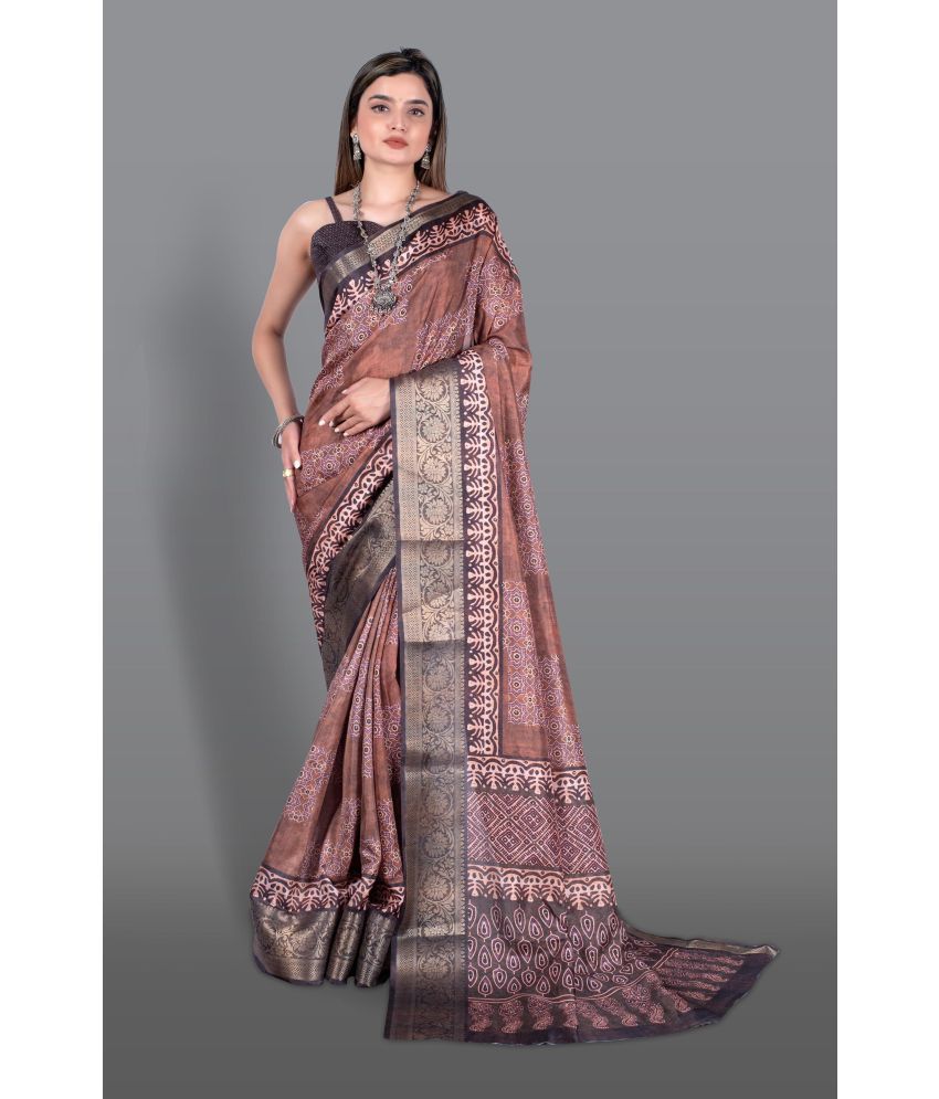     			Chashni Art Silk Printed Saree With Blouse Piece - Beige1 ( Pack of 1 )