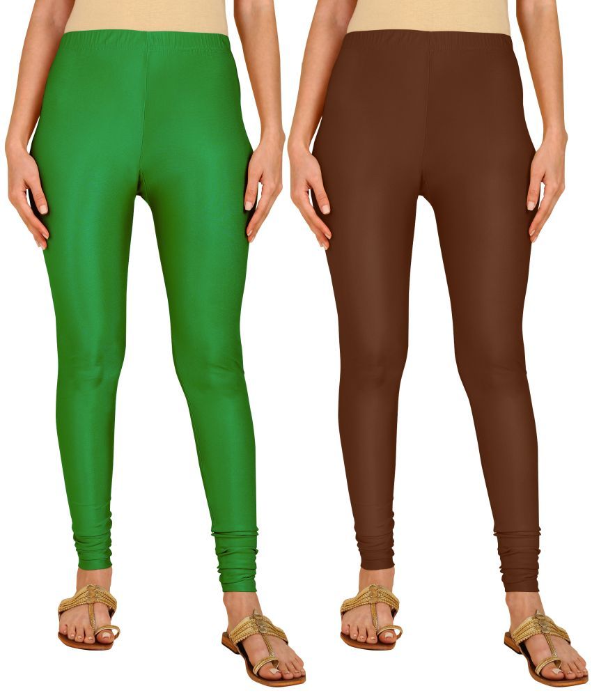     			Colorscube - Brown,Green Lycra Women's Churidar ( Pack of 2 )