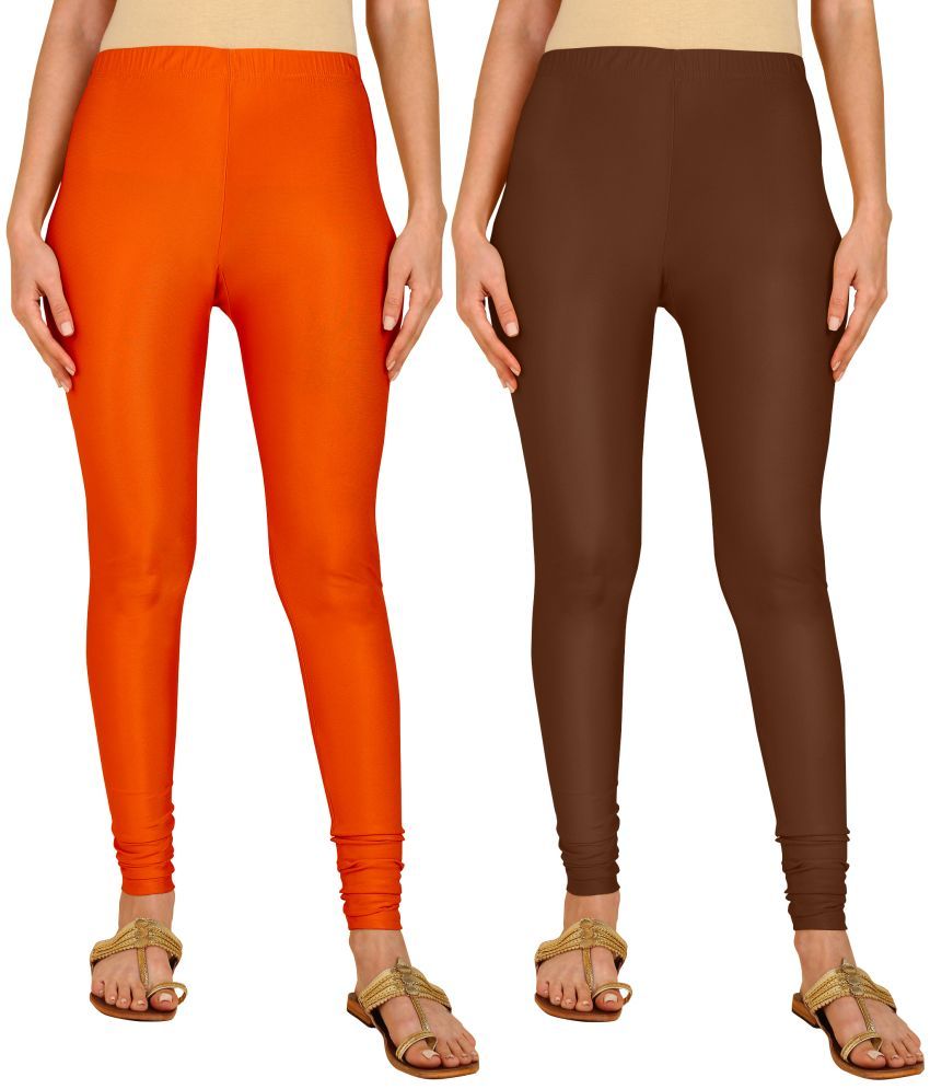     			Colorscube - Brown,Orange Lycra Women's Churidar ( Pack of 2 )