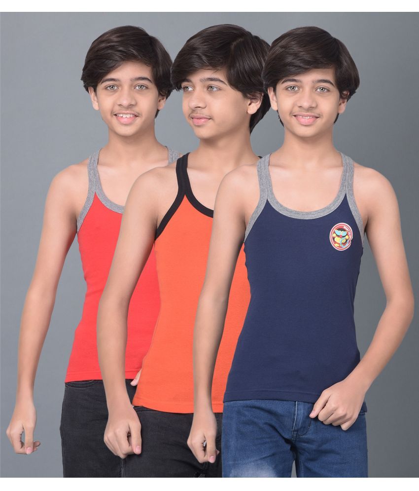     			Pack of 3 Dollar Bigboss Cotton Blend Solid Boys Vest ( Multi Color ) MBKB-04-BB04-PO3-CO3