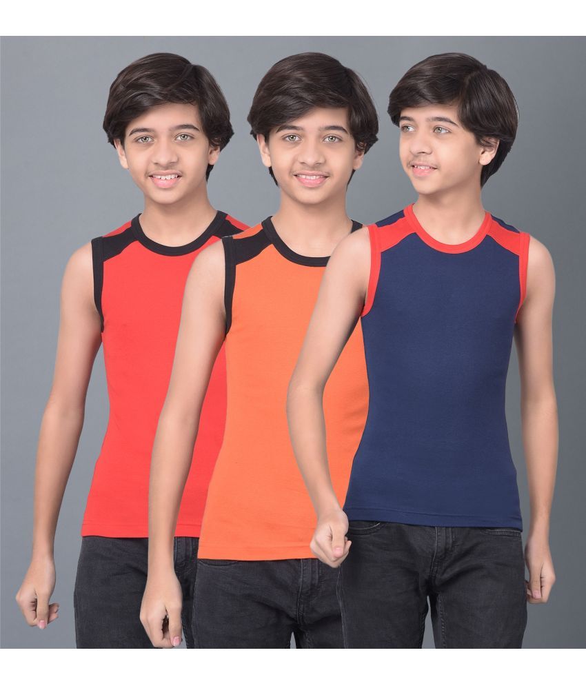     			Pack of 3 Dollar Bigboss Cotton Blend Solid Boys Vest ( Multi Color ) MBKB-05-BB05-PO3-CO3