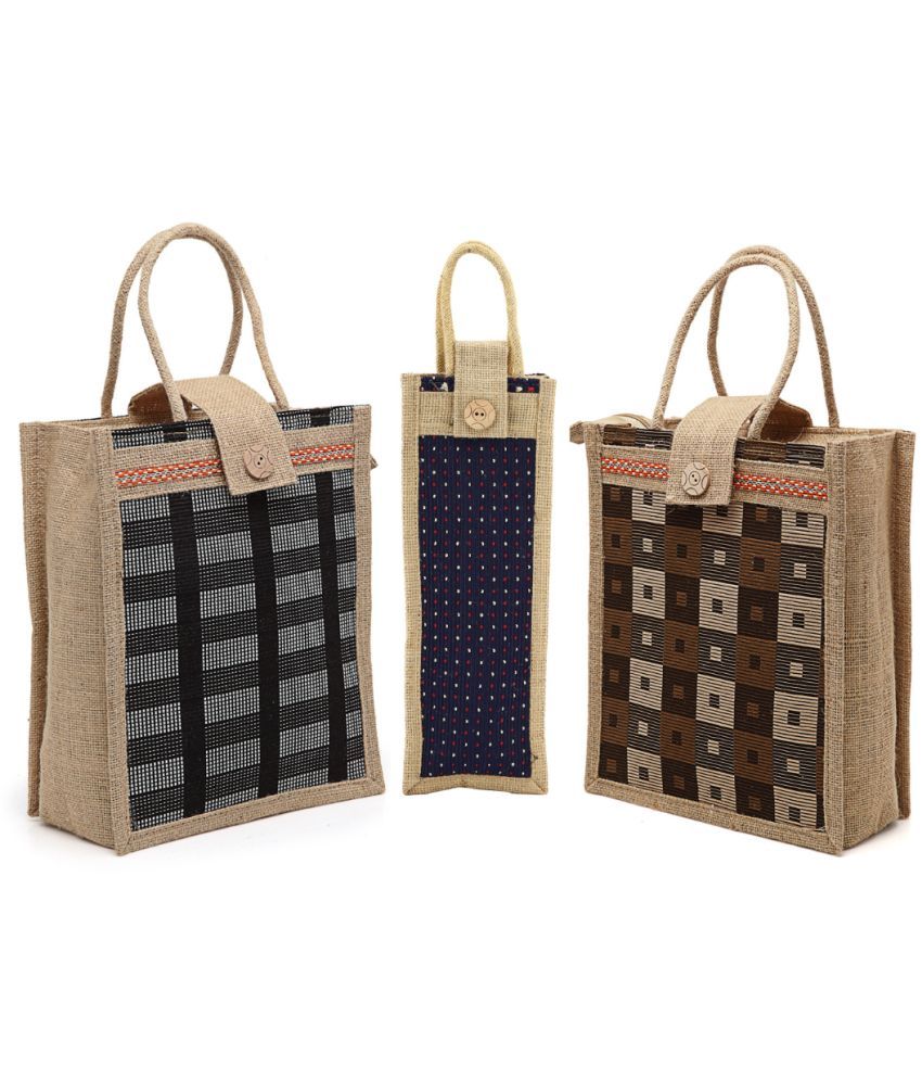     			ENSAC Grey Melange Jute Handheld