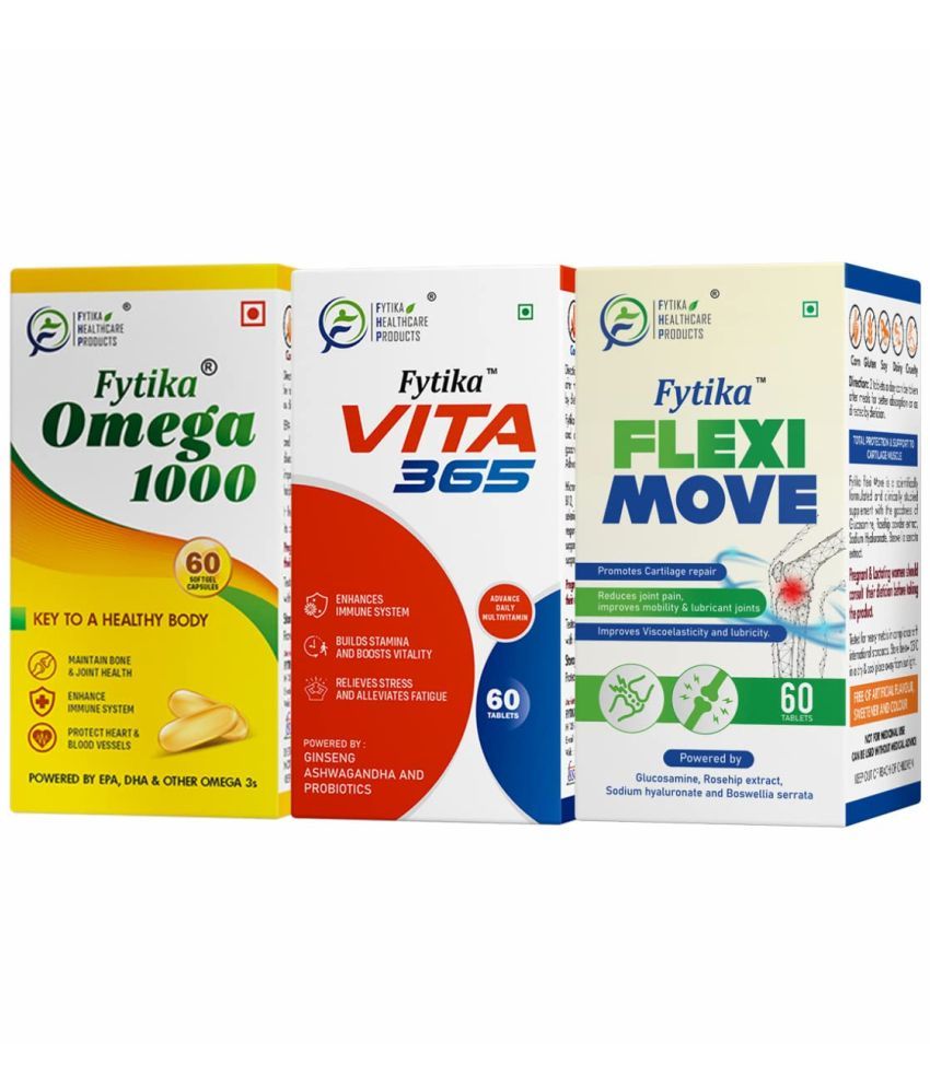     			Fytika Omega 1000 + Vita 365 + Flexi Move, Combo - (Pack of 3)