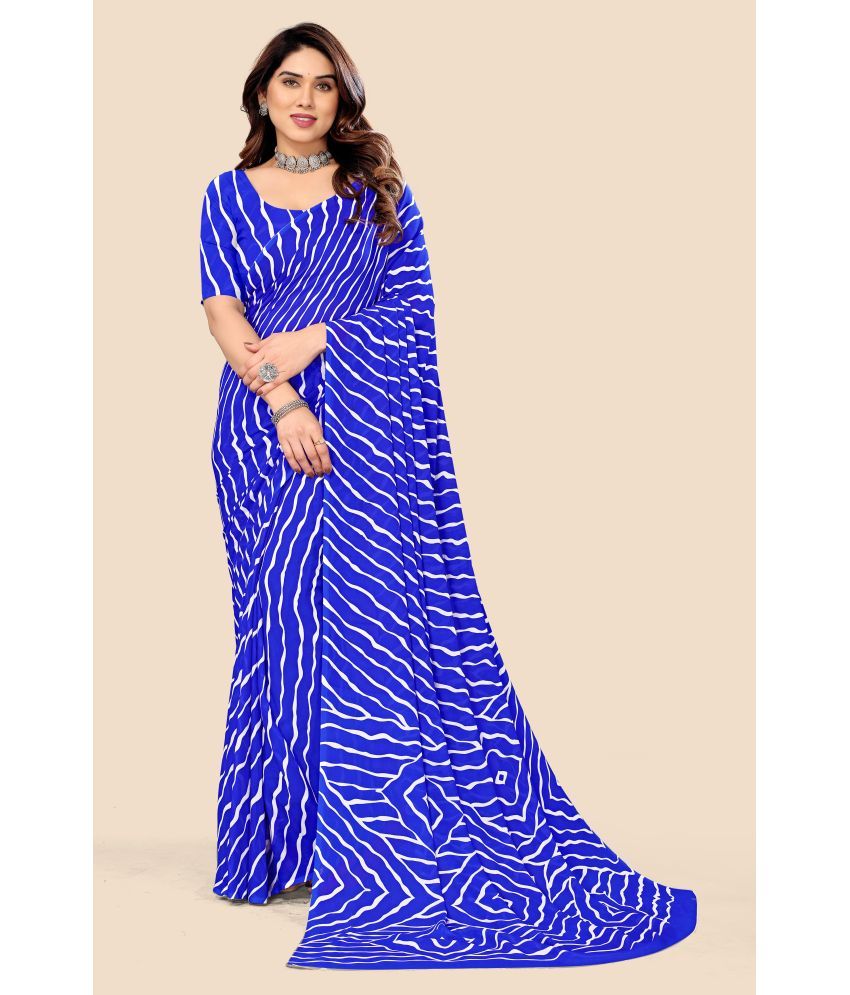     			Kanooda Prints Georgette Printed Saree With Blouse Piece - Blue ( Pack of 1 )