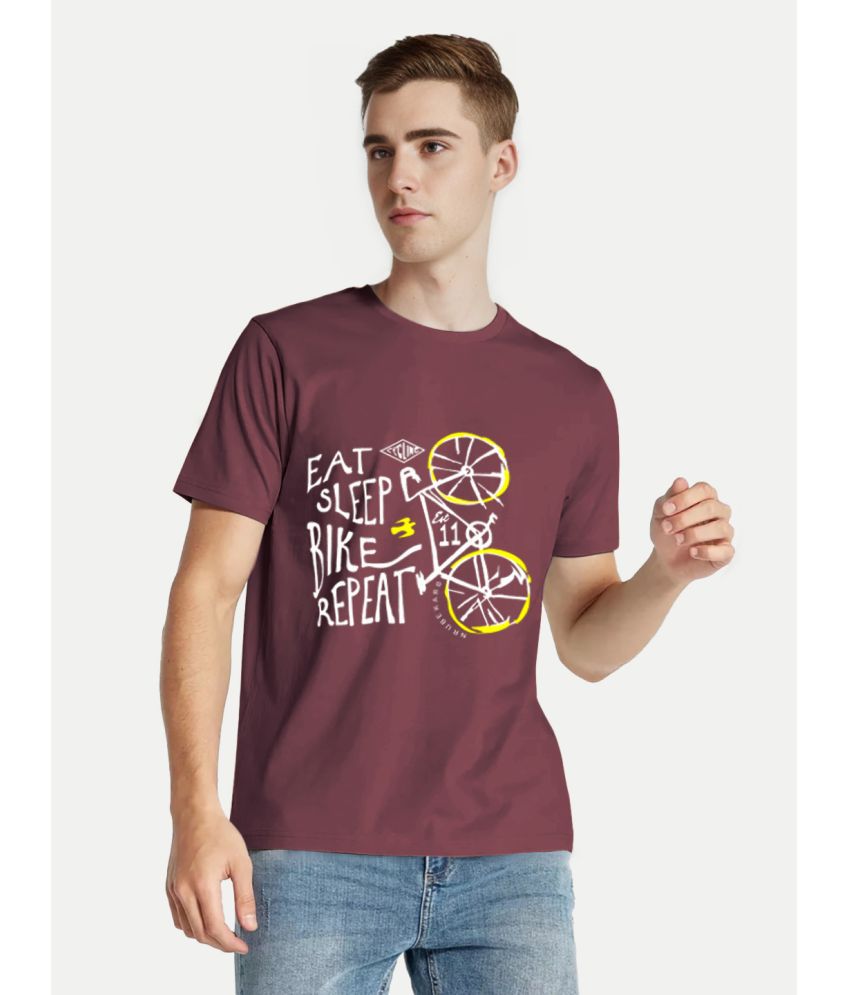     			Radprix Cotton Blend Regular Fit Printed Half Sleeves Men's T-Shirt - Maroon ( Pack of 1 )