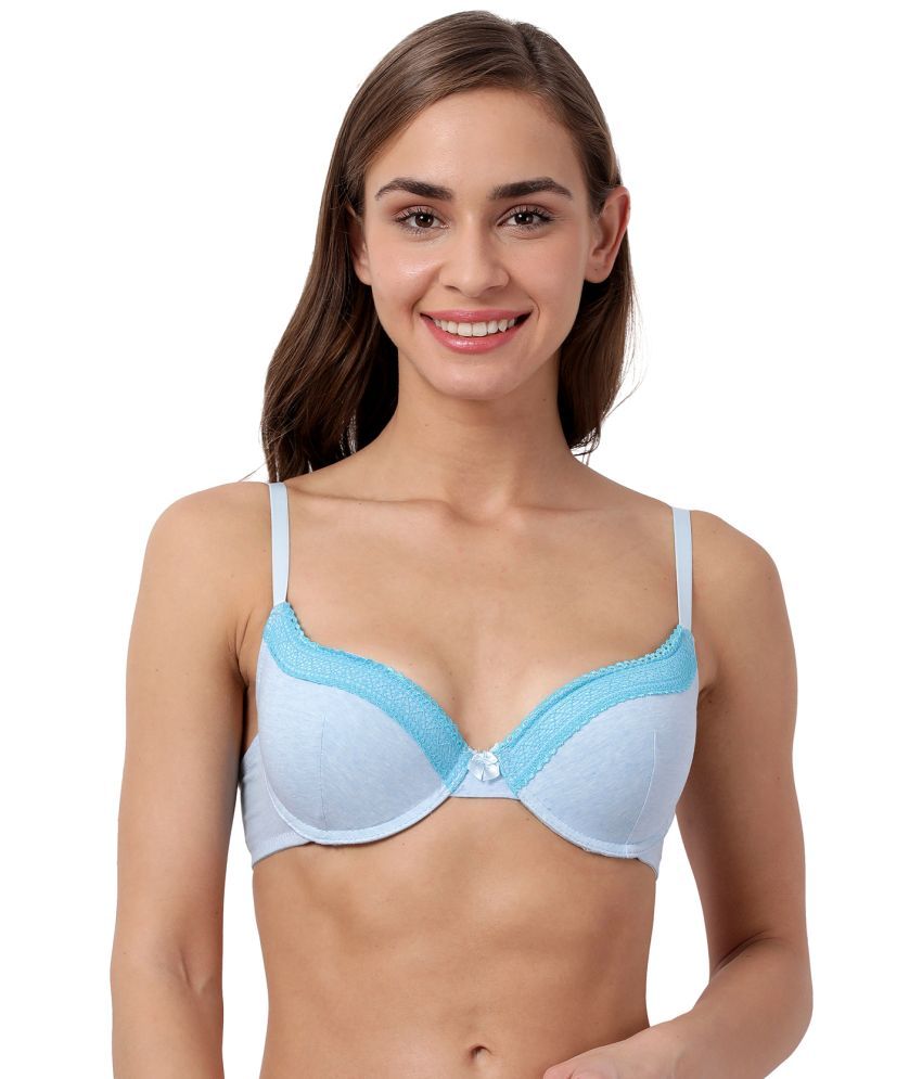     			Susie Light Blue Cotton Blend Lightly Padded Women's Plunge Bra ( Pack of 1 )