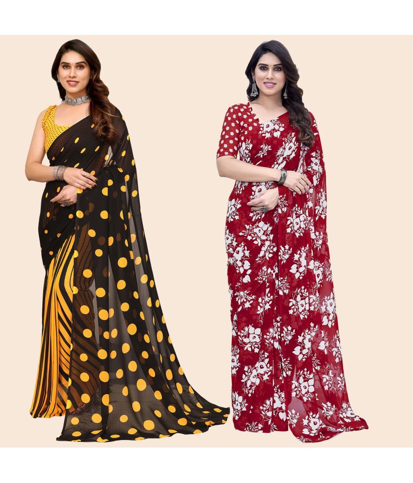     			ANAND SAREES Georgette Printed Saree With Blouse Piece - Multicolor ( Pack of 2 )