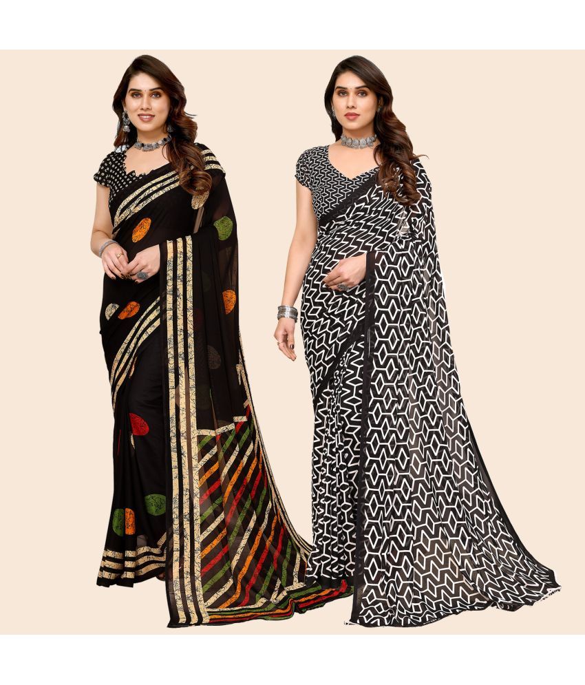     			ANAND SAREES Georgette Printed Saree With Blouse Piece - Multicolor ( Pack of 2 )