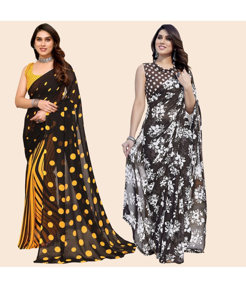     			ANAND SAREES Georgette Printed Saree With Blouse Piece - Multicolor ( Pack of 2 )