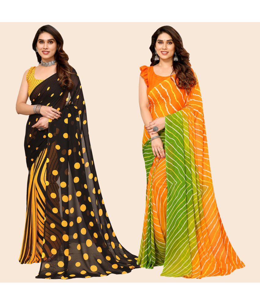     			ANAND SAREES Georgette Printed Saree With Blouse Piece - Multicolor ( Pack of 2 )