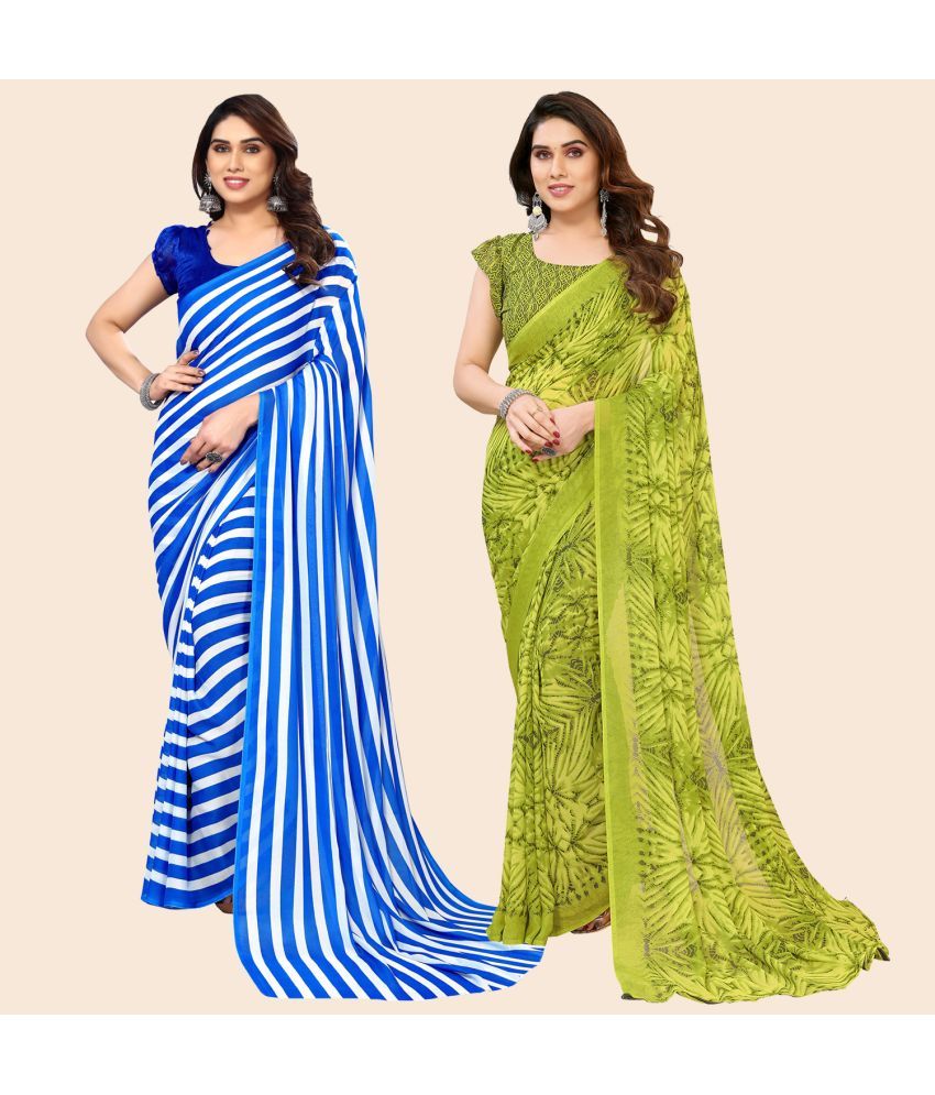     			ANAND SAREES Georgette Printed Saree With Blouse Piece - Multicolor ( Pack of 2 )