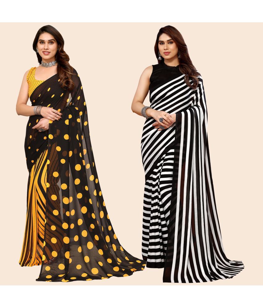     			ANAND SAREES Georgette Printed Saree With Blouse Piece - Multicolor ( Pack of 2 )