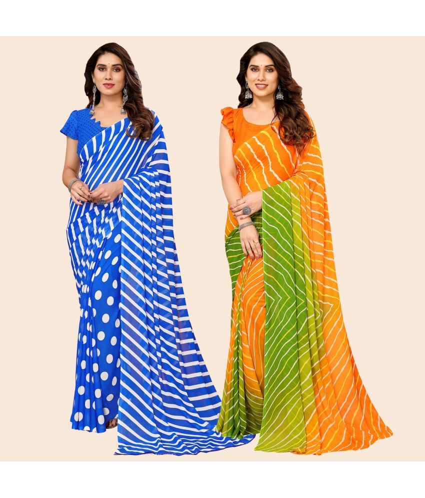     			ANAND SAREES Georgette Printed Saree With Blouse Piece - Multicolor ( Pack of 2 )