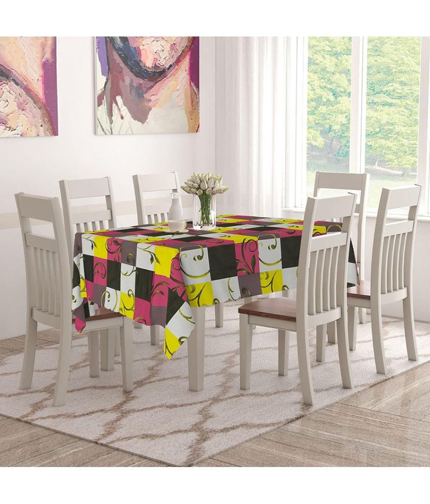     			CASA FURNISHING Printed Vinyl 4 Seater Rectangle Table Cover ( 198 x 137 ) cm Pack of 1 Magenta