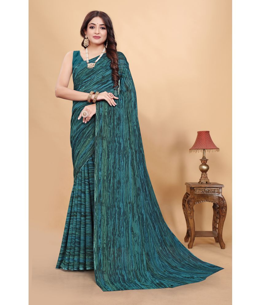     			Chashni Georgette Printed Saree With Blouse Piece - Sea Green ( Pack of 1 )