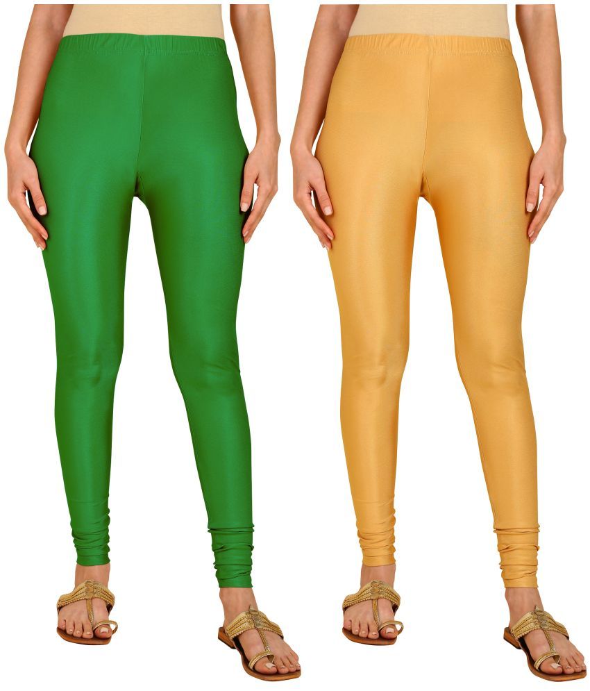     			Colorscube - Gold,Green Lycra Women's Churidar ( Pack of 2 )