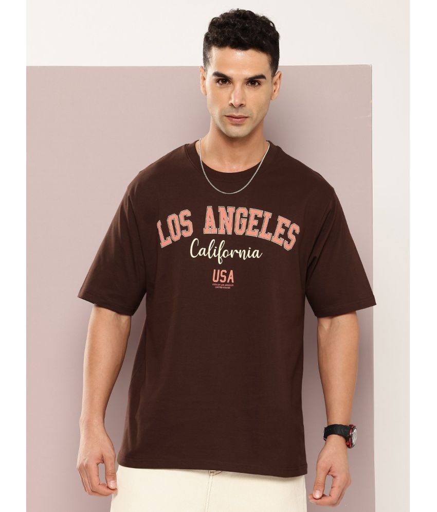     			Dillinger Cotton Oversized Fit Printed Half Sleeves Men's T-Shirt - Brown ( Pack of 1 )