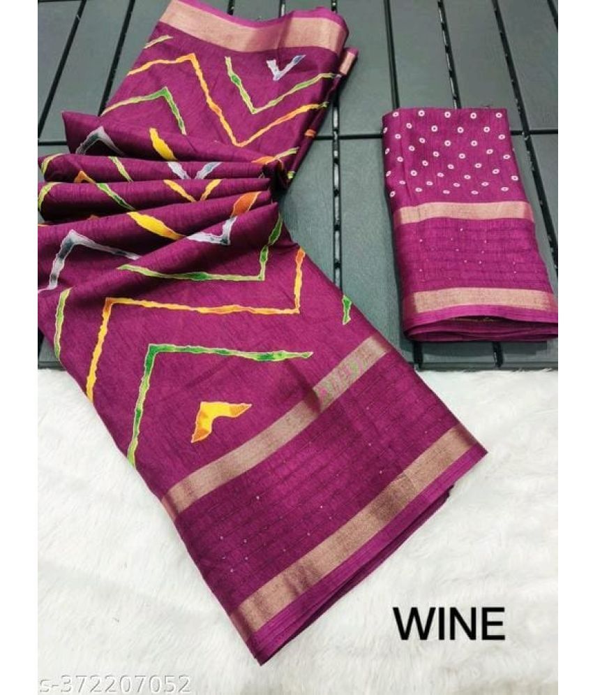     			NIKKARYA Silk Blend Woven Saree With Blouse Piece - Magenta ( Pack of 1 )