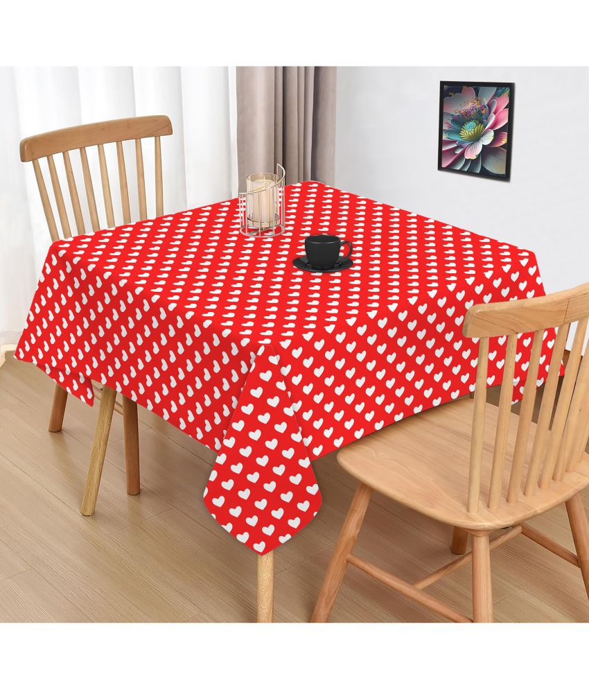     			Oasis Hometex Printed Cotton 2 Seater Square Table Cover ( 102 x 102 ) cm Pack of 1 Red