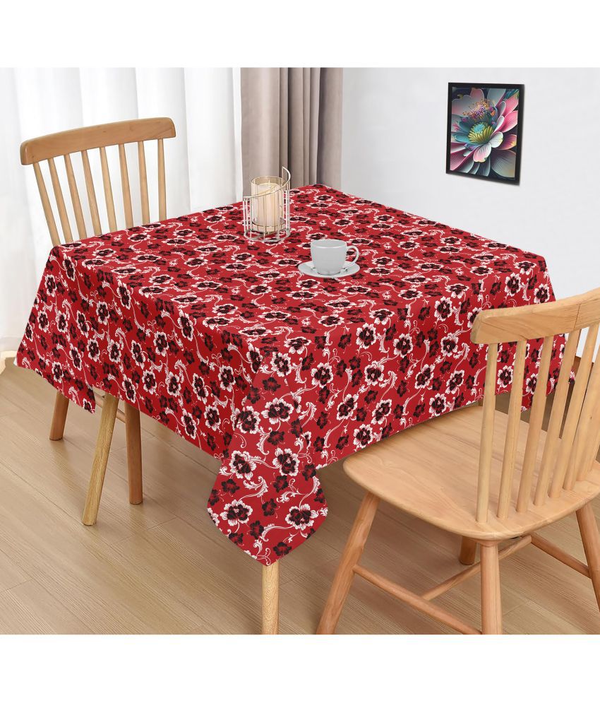     			Oasis Hometex Printed Cotton 2 Seater Square Table Cover ( 102 x 102 ) cm Pack of 1 Red