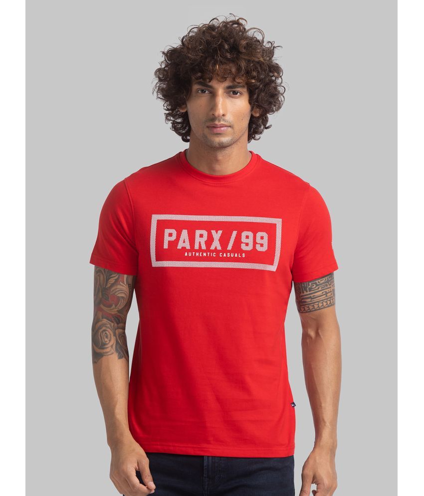     			Parx Cotton Regular Fit Printed Half Sleeves Men's T-Shirt - Red ( Pack of 1 )