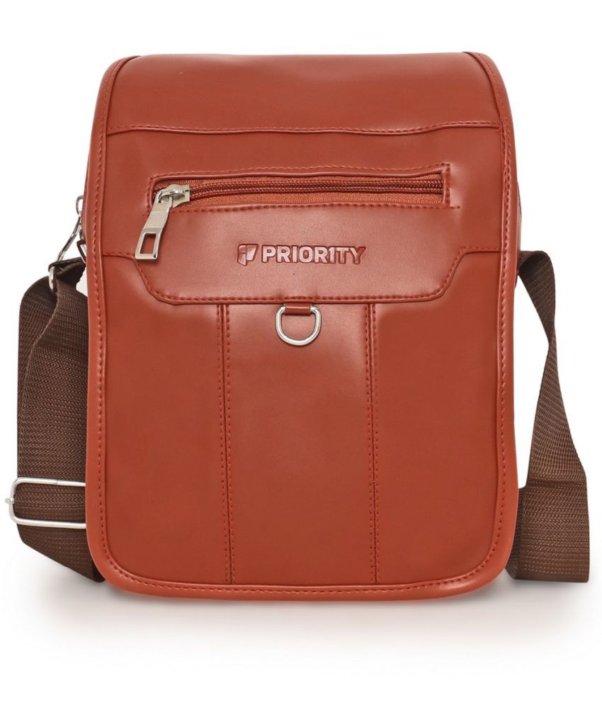     			Priority Tan Solid Messenger Bag