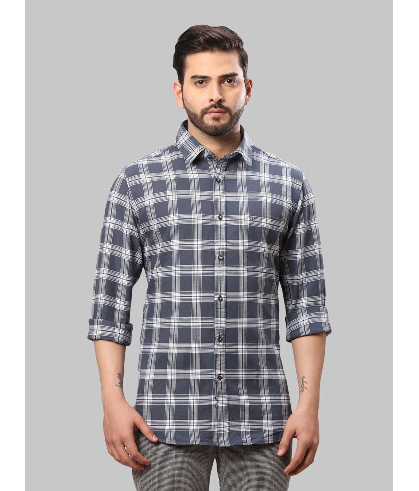     			Raymond 100% Cotton Slim Fit Checks Full Sleeves Men's Casual Shirt - Blue ( Pack of 1 )