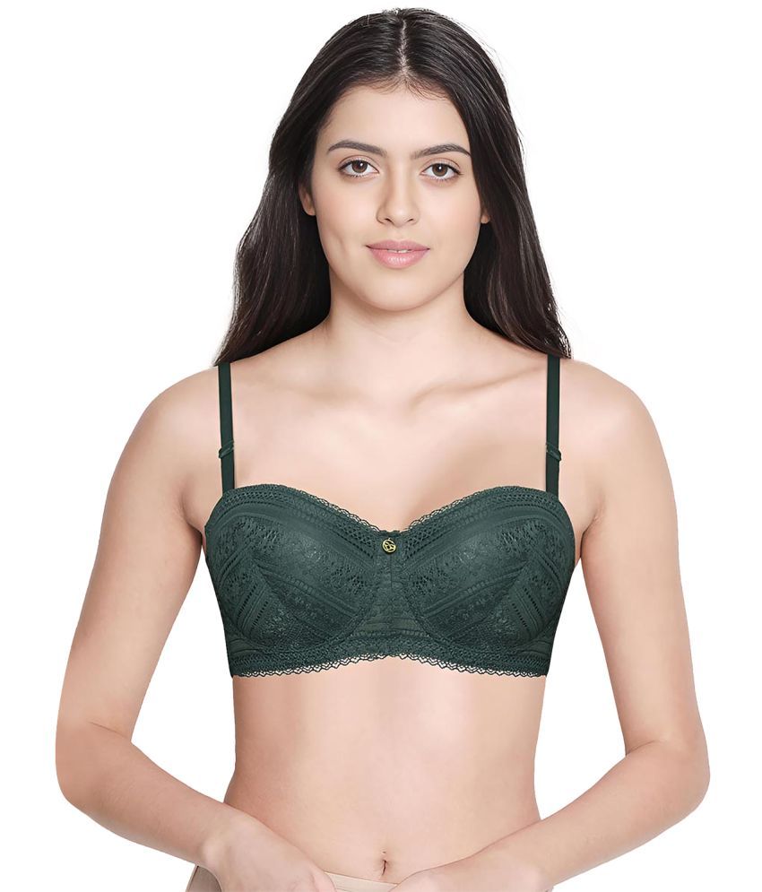     			Susie Lace Lightly Padded Women's Balconette Bra ( Green )