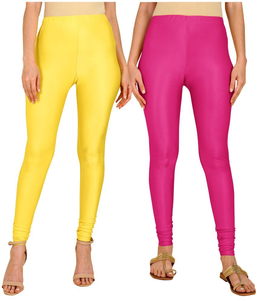     			Colorscube - Pink,Yellow Lycra Women's Churidar ( Pack of 2 )