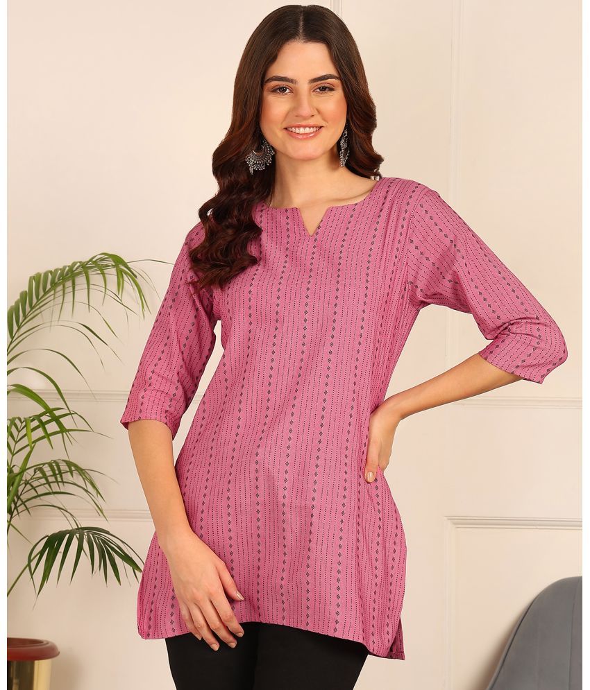     			DSK STUDIO Cotton Striped Straight Women's Kurti - Pink ( Pack of 1 )