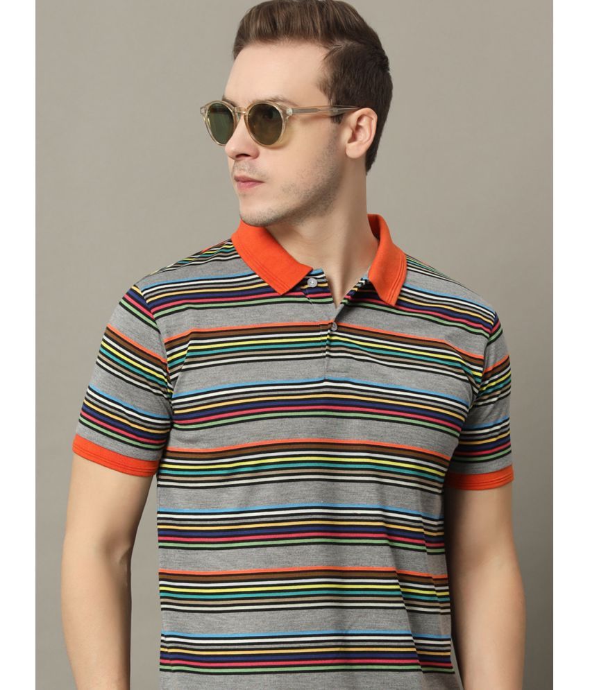     			GET GOLF Cotton Blend Regular Fit Striped Half Sleeves Men's Polo T Shirt - Orange ( Pack of 1 )