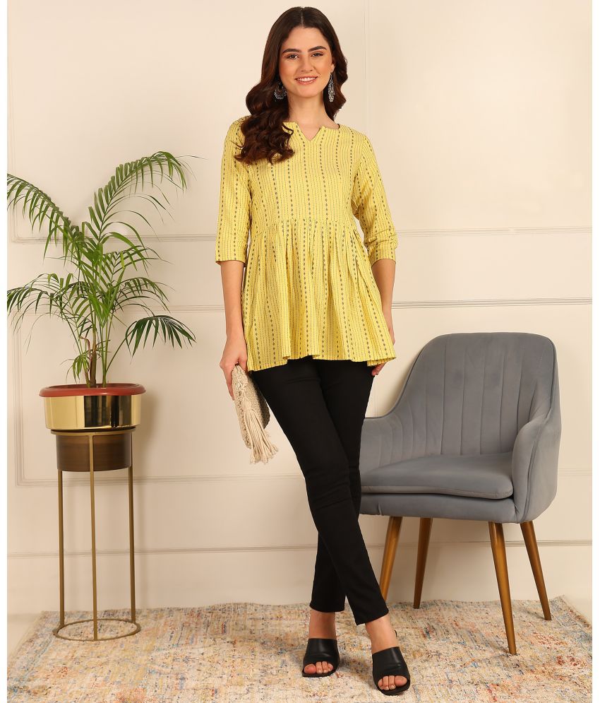     			Hiva Trendz Yellow Cotton Women's A-Line Top ( Pack of 1 )