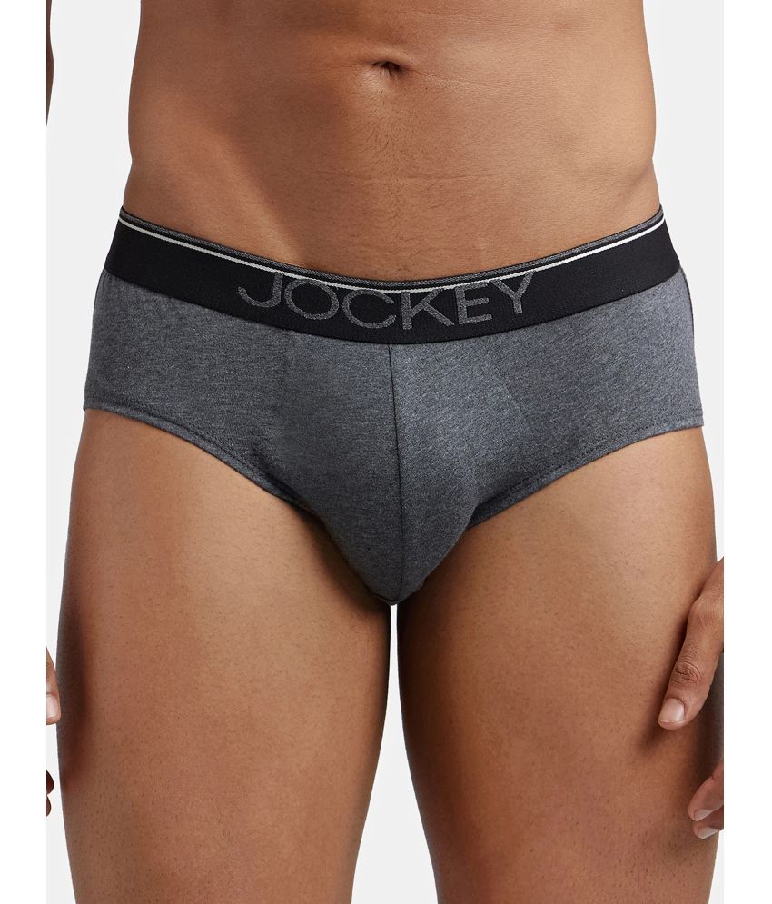     			Jockey 8037 Men Super Combed Cotton Solid Brief with Ultrasoft Waistband - Charcoal Melange